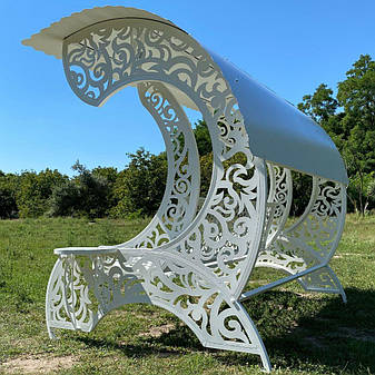 Садові гойдалки "Афіни" білого кольору, порошкове фарбування, матеріал основи - метал, фото 2