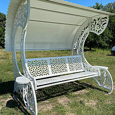 Садові гойдалки "Афіни" білого кольору, порошкове фарбування, матеріал основи - метал, фото 4