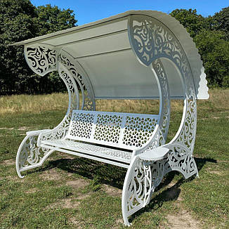 Садові гойдалки "Афіни" білого кольору, порошкове фарбування, матеріал основи - метал, фото 1