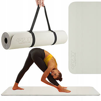Килимок (мат) спортивний 4FIZJO TPE 180 x 60 x 0.6 см для йоги та фітнесу 4FJ0376 Grey/Black
