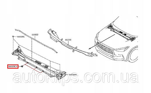 Клипса крепления жабо, накладки капота Nissan Qashqai Leaf X-TRAIL