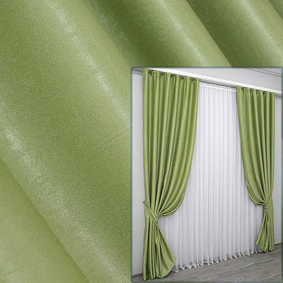 Уцінка! Комплект (2шт. 1,5х2,7м) готових штор льон-софт, колекція «Парма». Колір салатовий. Код 1253ш 38-170