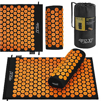 Килимок акупунктурний з валиком 4FIZJO Аплікатор Кузнєцова 72 x 42 см 4FJ0042 Black/Orange .