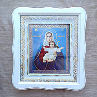 Ікона Аз єсмь с вамі і ніктоже на ви Пресвятої Богородиці, лик 15х18 см, у білому фігурному дерев'яному кіоті, тип 3