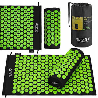 Килимок акупунктурний з валиком 4FIZJO Аплікатор Кузнєцова 72 x 42 см 4FJ0043 Black/Green .