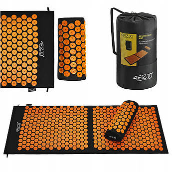 Килимок акупунктурний з валиком 4FIZJO Аплікатор Кузнєцова 128 x 48 см 4FJ0049 Black/Orange .
