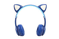 Беспроводные Bluetooth наушники Cat Ear с кошачьими ушками Синие Топ продаж