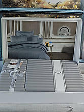 Комплект постільної білизни сатин-страйп  200*220 TM Romeo Home колір антрацит