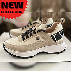 Кросівки Жіночі шкіряні білі чорні бежеві на товстій підошві платформі від виробника (код-КЛ-0754)