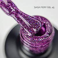 Гель лак для ногтей светоотражающий фиолетово-сиреневый Saga Fiery Gel №45 9 мл