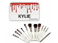 Набор кистей для макияжа Kylie в контейнере кисточки 12 шт Кайли Белые Топ продаж