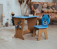 Детский столик и стульчик синий, крышка облачко. Столик і стільчик для дітей