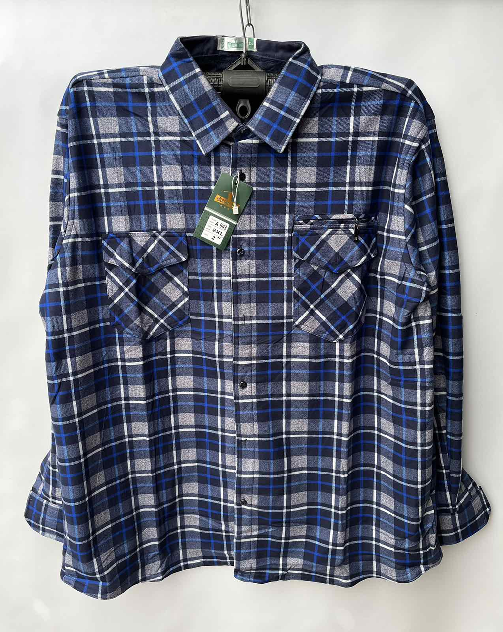 Чоловiча байкова сорочка на хутрi БАТАЛ A943 (в уп. різні забарвлення) осiнь-зима. вир-во Китай