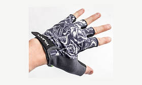 Велоперчатки Lynx Art BW Tatoo без пальців з вентиляцією та гелевими вставками для літнього велоспорту.