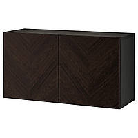 Комбинация настенных шкафов IKEA БЕСТО, черно-коричневый Хедевикен, шпон дуба, тонированный в темно-коричневый