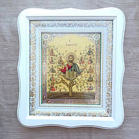 Ікона Аз єсмь Лоза Істинна, лик 15х18 см, у білому фігурному дерев'яному кіоті, тип 3