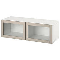 Комбинация настенных шкафов IKEA БЕСТО, белый, Синдвик светло-серо-бежевый, 120x42x38 см, 394.398.58