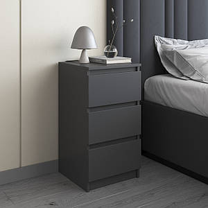 Тумба приліжкова VAYS, в спальню, сучасна, 3 шухляди, без ручок R-30 Антрацит