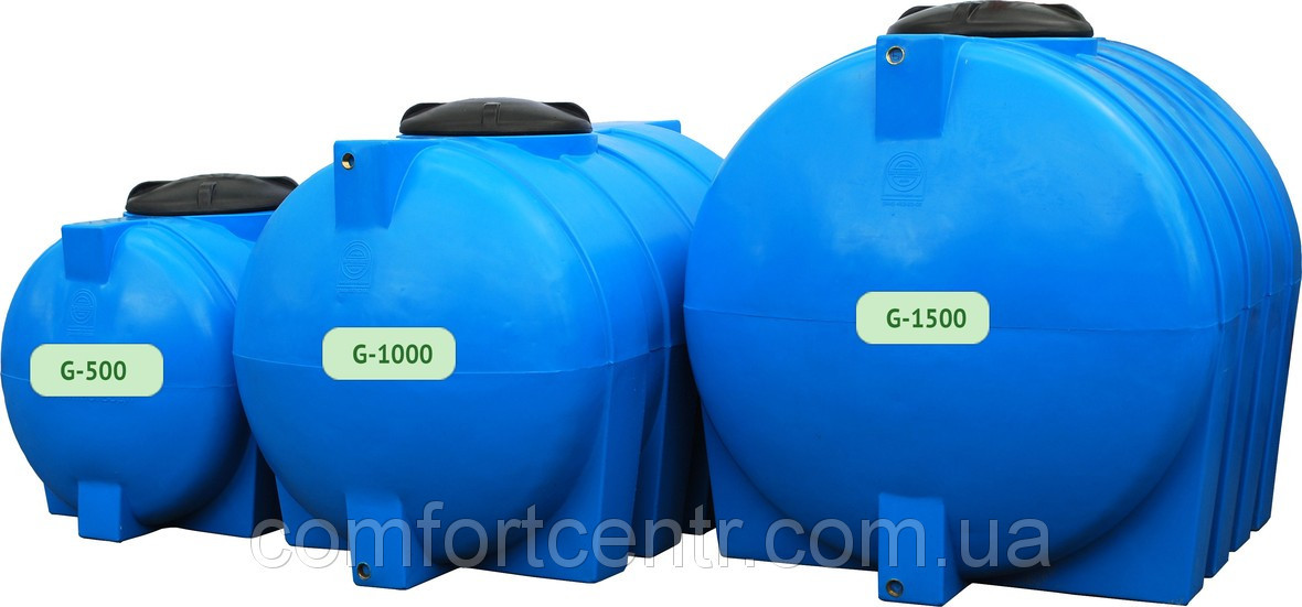Пластиковая горизонтальная емкость на 1500 литров G-1500 для хранения воды - фото 4 - id-p336280942
