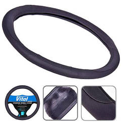 Обплетення чохол на кермо розмір S 35-37см 080242/17023 BK S черн авто автомобіля