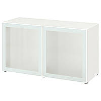 Шкаф-витрина IKEA БЕСТО, Белый Глассвик, белый, светло-зеленое матовое стекло, 120x42x64 см, 094.892.27