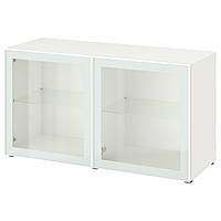 Шкаф-витрина IKEA БЕСТО, Белый Глассвик, белый, светло-зеленое бесцветное стекло, 120x42x64 см, 194.892.22