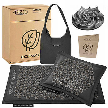 Килимок акупунктурний з подушкою 4FIZJO Eco Mat Аплікатор Кузнєцова 68 x 42 см 4FJ0208 Black/Black .