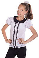 Блуза шкільна для дівчинки з коротким рукавом