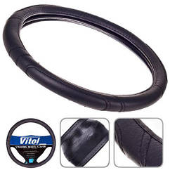 Обплетення чохол на кермо розмір S 35-37см 16280B S черн черная нитка авто автомобіля