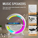 Нічник лампа Smart Light Sound Machine з бездротовою зарядкою Bluetooth колонкою G-Smart Док-станція, фото 5
