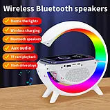 Нічник лампа Smart Light Sound Machine з бездротовою зарядкою Bluetooth колонкою G-Smart Док-станція, фото 3