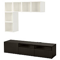 Комбинация для ТВ IKEA БЕСТО / ЭКЕТ, белый, черно-коричневый, 180x42x170 см, 194.407.25