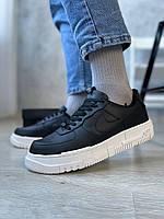 Качественные черные мужские кроссовки Nike Air Force Cube демисезонные мужские кроссовки из кожи