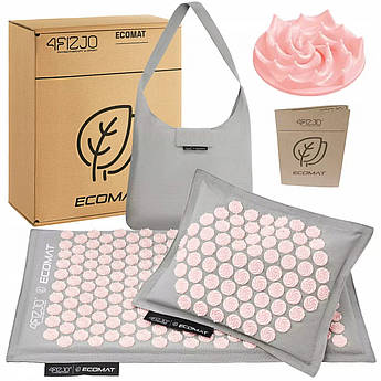 Килимок акупунктурний з подушкою 4FIZJO Eco Mat Аплікатор Кузнєцова 68 x 42 см 4FJ0228 Grey/Pink .