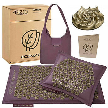 Килимок акупунктурний з подушкою 4FIZJO Eco Mat Аплікатор Кузнєцова 68 x 42 см 4FJ0250 Wine Red/Gold .