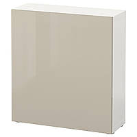 Стеллаж с дверью IKEA БЕСТО, белый, Сельсвикен глянцевый/бежевый, 60x22x64 см, 990.468.67