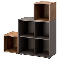 Комбинация шкафов с ножками IKEA ЭКЕТ, темно-серый, под грецкий орех, 105x35x107 см, 294.903.43