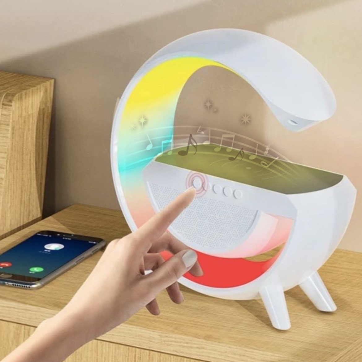 Нічник лампа Smart Light Sound Machine з бездротовою зарядкою Bluetooth колонкою G-Smart Док-станція