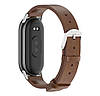 Шкіряний ремінець Mijobs для фітнес браслета Xiaomi Smart Band 9 - Brown&Silver, фото 3