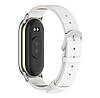 Шкіряний ремінець Mijobs для фітнес браслета Xiaomi Smart Band 9 - White&Silver, фото 3