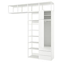 Гардероб 2-дверный+2 ящика IKEA ОПХУС, белый, Фоннес белый, 240x42x261 см, 495.306.25