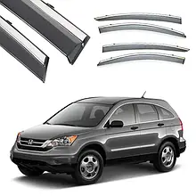 Вітровики з хромом, дефлектори вікон Honda CR-V 2007-2012 (молддинг нержавейка)