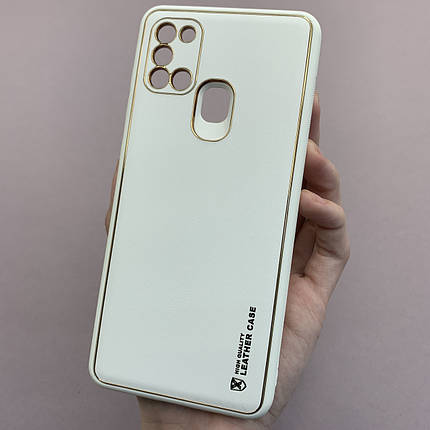 Чохол для Samsung Galaxy A21s шкіряний матовий чохол із захистом камери на телефон самсунг а21с білий u9h, фото 1