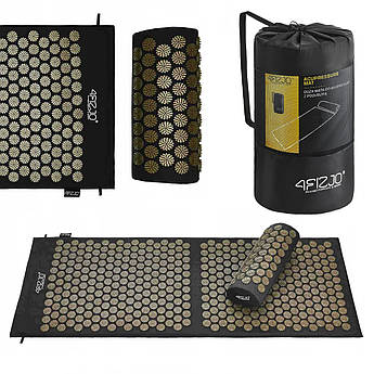Килимок акупунктурний з валиком 4FIZJO Аплікатор Кузнєцова 128 x 48 см 4FJ0346 Black/Gold .