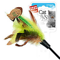 Игрушка для котов GiGwi Teaser Дразнилка с рыбками на стеке, перо, пластик, текстиль, 75 см (75017)