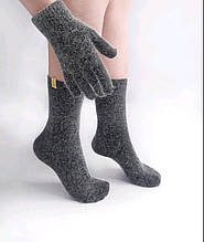 Комплект термошкарпетки та варежки  жіночі  теплі SHATO з ангори 040 Angora темно - сірі