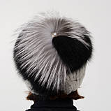 Хутряна шапка з хутра кролика з помпоном з хутра песця "Равлик", фото 4
