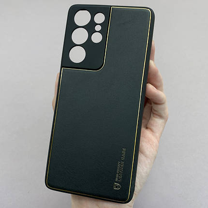 Чохол для Samsung Galaxy S21 Ultra шкіряний матовий чохол на телефон самсунг с21 ультра чорний u9h, фото 1