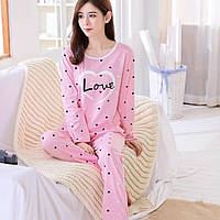Пижама женская с длинным рукавом, нежно-розовая M, L, XL