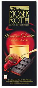 Шоколад чорний вишня/перчик чілі Moser Roth Mousse au Chocolat Cherry Chilli, 187,5 гр.